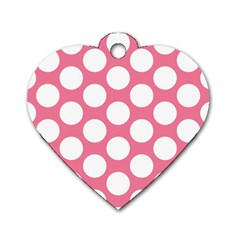 Pink Polkadot Dog Tag Heart (two Sided) by Zandiepants