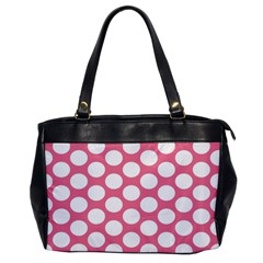 Pink Polkadot Oversize Office Handbag (one Side) by Zandiepants