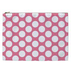 Pink Polkadot Cosmetic Bag (xxl) by Zandiepants