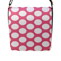 Pink Polkadot Flap Closure Messenger Bag (large)