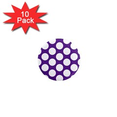 Purple Polkadot 1  Mini Button Magnet (10 Pack) by Zandiepants