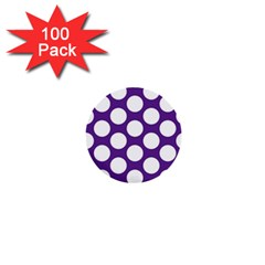 Purple Polkadot 1  Mini Button (100 Pack) by Zandiepants