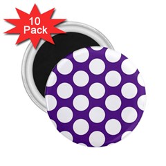 Purple Polkadot 2 25  Button Magnet (10 Pack) by Zandiepants