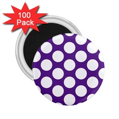 Purple Polkadot 2 25  Button Magnet (100 Pack) by Zandiepants