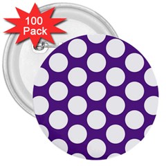 Purple Polkadot 3  Button (100 Pack) by Zandiepants