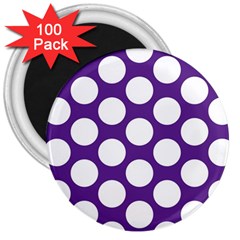 Purple Polkadot 3  Button Magnet (100 Pack) by Zandiepants