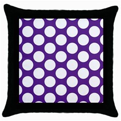 Purple Polkadot Black Throw Pillow Case by Zandiepants