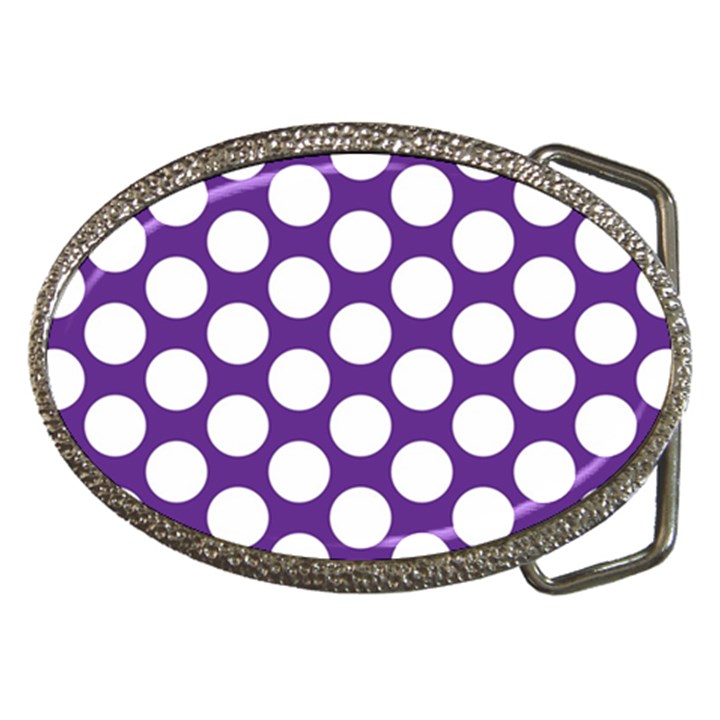 Purple Polkadot Belt Buckle (Oval)