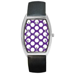 Purple Polkadot Tonneau Leather Watch by Zandiepants