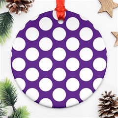 Purple Polkadot Round Ornament (two Sides) by Zandiepants