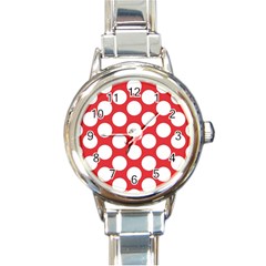 Red Polkadot Round Italian Charm Watch by Zandiepants