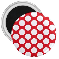 Red Polkadot 3  Button Magnet by Zandiepants