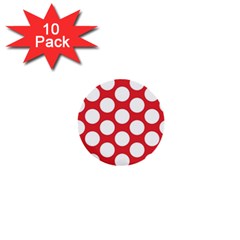 Red Polkadot 1  Mini Button (10 Pack) by Zandiepants