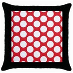 Red Polkadot Black Throw Pillow Case Front