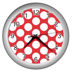 Red Polkadot Wall Clock (silver) by Zandiepants