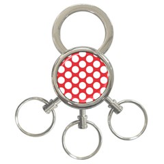 Red Polkadot 3-ring Key Chain