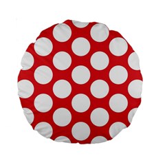 Red Polkadot 15  Premium Round Cushion  by Zandiepants