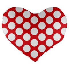 Red Polkadot 19  Premium Heart Shape Cushion by Zandiepants