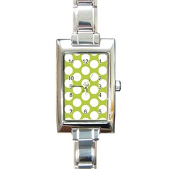 Spring Green Polkadot Rectangular Italian Charm Watch by Zandiepants