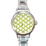 Spring Green Polkadot Round Italian Charm Watch Front