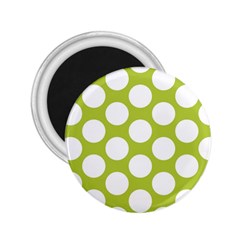 Spring Green Polkadot 2 25  Button Magnet by Zandiepants