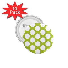 Spring Green Polkadot 1 75  Button (10 Pack) by Zandiepants