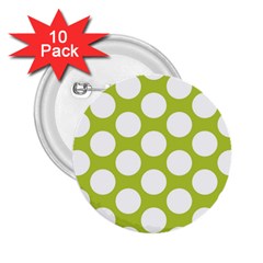 Spring Green Polkadot 2 25  Button (10 Pack) by Zandiepants