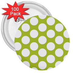 Spring Green Polkadot 3  Button (100 Pack) by Zandiepants