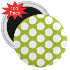 Spring Green Polkadot 3  Button Magnet (100 Pack) by Zandiepants