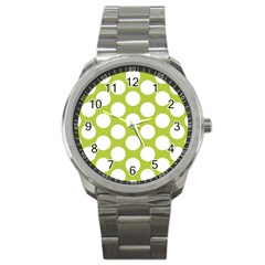 Spring Green Polkadot Sport Metal Watch by Zandiepants