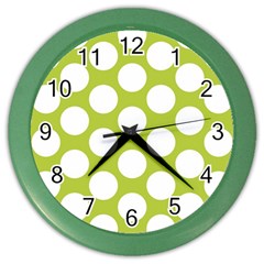 Spring Green Polkadot Wall Clock (color) by Zandiepants