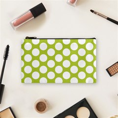 Spring Green Polkadot Cosmetic Bag (small) by Zandiepants