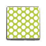 Spring Green Polkadot Memory Card Reader with Storage (Square) Front