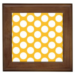 Sunny Yellow Polkadot Framed Ceramic Tile by Zandiepants