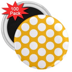 Sunny Yellow Polkadot 3  Button Magnet (100 Pack) by Zandiepants