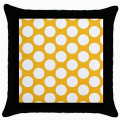 Sunny Yellow Polkadot Black Throw Pillow Case by Zandiepants