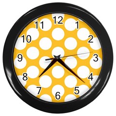 Sunny Yellow Polkadot Wall Clock (black) by Zandiepants