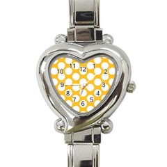 Sunny Yellow Polkadot Heart Italian Charm Watch  by Zandiepants