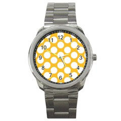 Sunny Yellow Polkadot Sport Metal Watch by Zandiepants