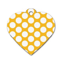 Sunny Yellow Polkadot Dog Tag Heart (two Sided) by Zandiepants