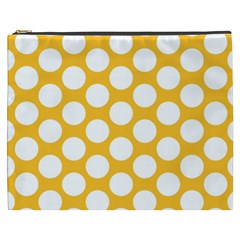 Sunny Yellow Polkadot Cosmetic Bag (xxxl) by Zandiepants