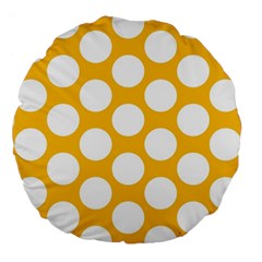 Sunny Yellow Polkadot 18  Premium Round Cushion  by Zandiepants