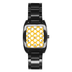 Sunny Yellow Polkadot Stainless Steel Barrel Watch by Zandiepants