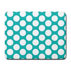 Turquoise Polkadot Pattern Small Mouse Pad (rectangle) by Zandiepants