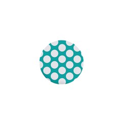 Turquoise Polkadot Pattern 1  Mini Button Magnet by Zandiepants