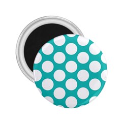 Turquoise Polkadot Pattern 2 25  Button Magnet by Zandiepants