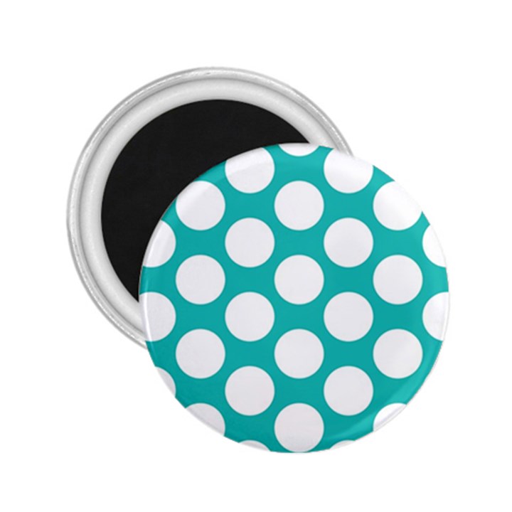 Turquoise Polkadot Pattern 2.25  Button Magnet