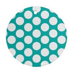 Turquoise Polkadot Pattern Round Ornament by Zandiepants