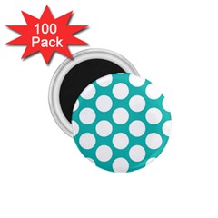 Turquoise Polkadot Pattern 1 75  Button Magnet (100 Pack) by Zandiepants