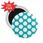 Turquoise Polkadot Pattern 2.25  Button Magnet (100 pack) Front